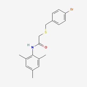 molecular formula C18H20BrNOS B3598655 2-[(4-bromobenzyl)thio]-N-mesitylacetamide 