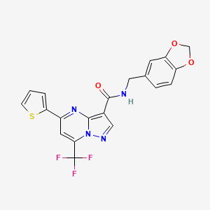 N-(1,3-benzodioxol-5-ylmethyl)-5-thiophen-2-yl-7-(trifluoromethyl)pyrazolo[1,5-a]pyrimidine-3-carboxamide