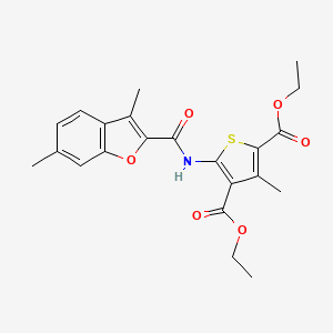 molecular formula C22H23NO6S B3598695 diethyl 5-{[(3,6-dimethyl-1-benzofuran-2-yl)carbonyl]amino}-3-methyl-2,4-thiophenedicarboxylate 