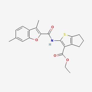 molecular formula C21H21NO4S B3598712 ethyl 2-{[(3,6-dimethyl-1-benzofuran-2-yl)carbonyl]amino}-5,6-dihydro-4H-cyclopenta[b]thiophene-3-carboxylate 