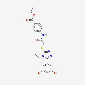 molecular formula C23H26N4O5S B3598723 ethyl 4-[({[5-(3,5-dimethoxyphenyl)-4-ethyl-4H-1,2,4-triazol-3-yl]thio}acetyl)amino]benzoate 