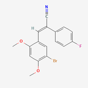 molecular formula C17H13BrFNO2 B3598729 (E)-3-(5-bromo-2,4-dimethoxyphenyl)-2-(4-fluorophenyl)prop-2-enenitrile 