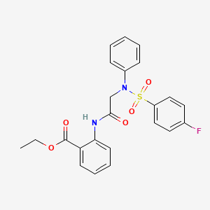 molecular formula C23H21FN2O5S B3598791 ethyl 2-({N-[(4-fluorophenyl)sulfonyl]-N-phenylglycyl}amino)benzoate 