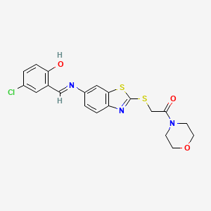 molecular formula C20H18ClN3O3S2 B3598795 4-chloro-2-[({2-[(2-morpholin-4-yl-2-oxoethyl)thio]-1,3-benzothiazol-6-yl}imino)methyl]phenol 