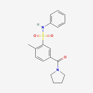 molecular formula C18H20N2O3S B3598963 2-methyl-N-phenyl-5-(1-pyrrolidinylcarbonyl)benzenesulfonamide 