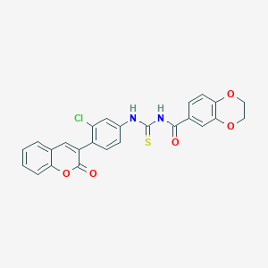 molecular formula C25H17ClN2O5S B3598981 N-({[3-chloro-4-(2-oxo-2H-chromen-3-yl)phenyl]amino}carbonothioyl)-2,3-dihydro-1,4-benzodioxine-6-carboxamide 