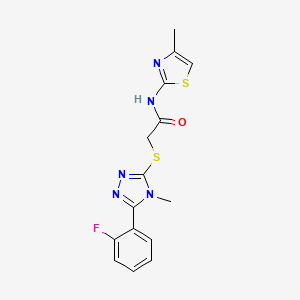 molecular formula C15H14FN5OS2 B3598993 2-{[5-(2-fluorophenyl)-4-methyl-4H-1,2,4-triazol-3-yl]sulfanyl}-N-(4-methyl-1,3-thiazol-2-yl)acetamide 