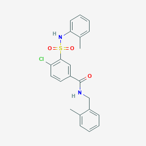 molecular formula C22H21ClN2O3S B3599016 4-chloro-N-(2-methylbenzyl)-3-{[(2-methylphenyl)amino]sulfonyl}benzamide 