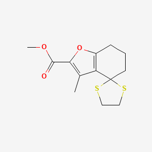 molecular formula C13H16O3S2 B3599126 methyl 3-methyl-6,7-dihydro-5H-spiro[1-benzofuran-4,2'-[1,3]dithiolane]-2-carboxylate 