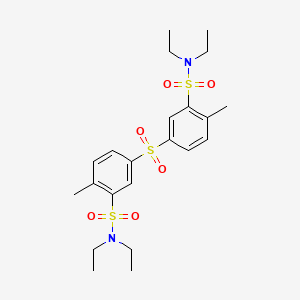 molecular formula C22H32N2O6S3 B3599141 5-[3-(DIETHYLSULFAMOYL)-4-METHYLBENZENESULFONYL]-N,N-DIETHYL-2-METHYLBENZENE-1-SULFONAMIDE 