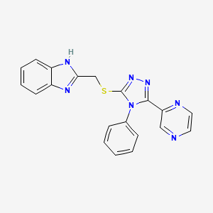 molecular formula C20H15N7S B3599176 2-({[4-phenyl-5-(2-pyrazinyl)-4H-1,2,4-triazol-3-yl]thio}methyl)-1H-benzimidazole 