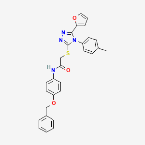 2-[[5-(furan-2-yl)-4-(4-methylphenyl)-1,2,4-triazol-3-yl]sulfanyl]-N-(4-phenylmethoxyphenyl)acetamide