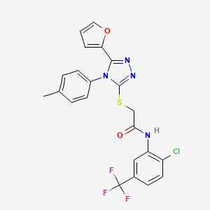 molecular formula C22H16ClF3N4O2S B3599222 N-[2-chloro-5-(trifluoromethyl)phenyl]-2-[[5-(furan-2-yl)-4-(4-methylphenyl)-1,2,4-triazol-3-yl]sulfanyl]acetamide 