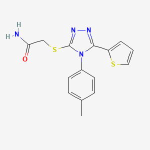 molecular formula C15H14N4OS2 B3599246 2-[[4-(4-Methylphenyl)-5-thiophen-2-yl-1,2,4-triazol-3-yl]sulfanyl]acetamide 