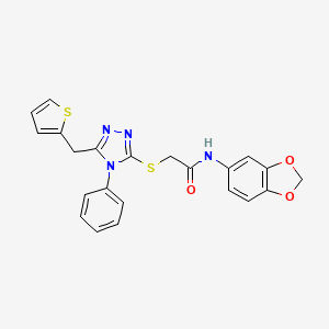 N-(1,3-benzodioxol-5-yl)-2-[[4-phenyl-5-(thiophen-2-ylmethyl)-1,2,4-triazol-3-yl]sulfanyl]acetamide