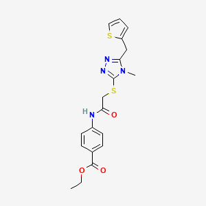 molecular formula C19H20N4O3S2 B3599263 ethyl 4-[({[4-methyl-5-(2-thienylmethyl)-4H-1,2,4-triazol-3-yl]thio}acetyl)amino]benzoate 