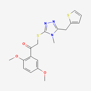 molecular formula C18H19N3O3S2 B3599270 1-(2,5-dimethoxyphenyl)-2-{[4-methyl-5-(2-thienylmethyl)-4H-1,2,4-triazol-3-yl]thio}ethanone 