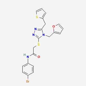 molecular formula C20H17BrN4O2S2 B3599283 N-(4-bromophenyl)-2-{[4-(2-furylmethyl)-5-(2-thienylmethyl)-4H-1,2,4-triazol-3-yl]thio}acetamide 