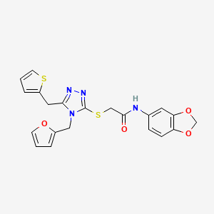 N-1,3-benzodioxol-5-yl-2-{[4-(2-furylmethyl)-5-(2-thienylmethyl)-4H-1,2,4-triazol-3-yl]thio}acetamide