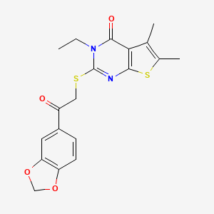 molecular formula C19H18N2O4S2 B3599296 2-{[2-(1,3-benzodioxol-5-yl)-2-oxoethyl]thio}-3-ethyl-5,6-dimethylthieno[2,3-d]pyrimidin-4(3H)-one 