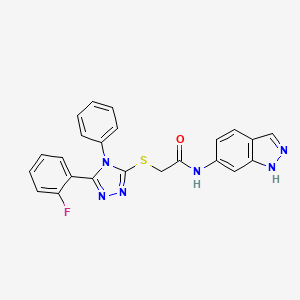 molecular formula C23H17FN6OS B3599306 2-[[5-(2-fluorophenyl)-4-phenyl-1,2,4-triazol-3-yl]sulfanyl]-N-(1H-indazol-6-yl)acetamide 