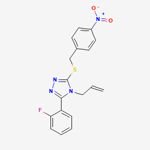 molecular formula C18H15FN4O2S B3599311 3-(2-Fluorophenyl)-5-[(4-nitrophenyl)methylsulfanyl]-4-prop-2-enyl-1,2,4-triazole 