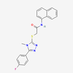 molecular formula C21H17FN4OS B3599314 2-[[5-(4-fluorophenyl)-4-methyl-1,2,4-triazol-3-yl]sulfanyl]-N-naphthalen-1-ylacetamide 