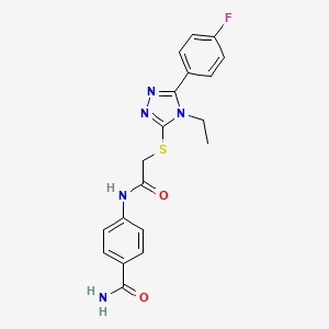 molecular formula C19H18FN5O2S B3599324 4-[({[4-ethyl-5-(4-fluorophenyl)-4H-1,2,4-triazol-3-yl]thio}acetyl)amino]benzamide 