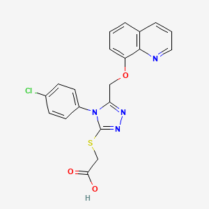 molecular formula C20H15ClN4O3S B3599349 2-{[4-(4-CHLOROPHENYL)-5-[(QUINOLIN-8-YLOXY)METHYL]-4H-1,2,4-TRIAZOL-3-YL]SULFANYL}ACETIC ACID 