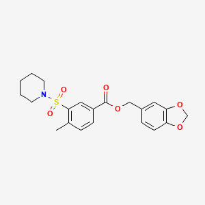 molecular formula C21H23NO6S B3599355 benzo[d][1,3]dioxol-5-ylmethyl 4-methyl-3-(piperidin-1-ylsulfonyl)benzoate 