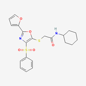 N-cyclohexyl-2-{[2-(furan-2-yl)-4-(phenylsulfonyl)-1,3-oxazol-5-yl]sulfanyl}acetamide