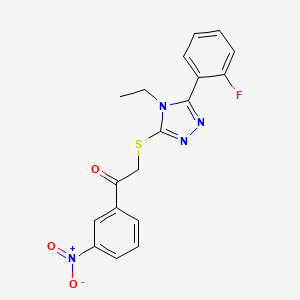 2-[[4-Ethyl-5-(2-fluorophenyl)-1,2,4-triazol-3-yl]sulfanyl]-1-(3-nitrophenyl)ethanone