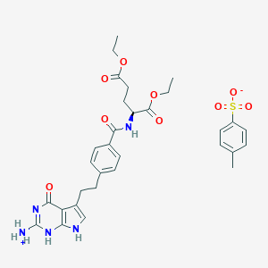 molecular formula C31H37N5O9S B035995 [5-[2-[4-[[(2S)-1,5-diethoxy-1,5-dioxopentan-2-yl]carbamoyl]phenyl]ethyl]-4-oxo-1,7-dihydropyrrolo[2,3-d]pyrimidin-2-yl]azanium;4-methylbenzenesulfonate CAS No. 1215090-73-5