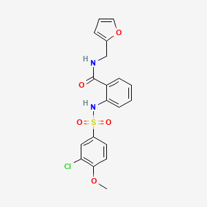 molecular formula C19H17ClN2O5S B3599510 2-[(3-chloro-4-methoxyphenyl)sulfonylamino]-N-(furan-2-ylmethyl)benzamide 