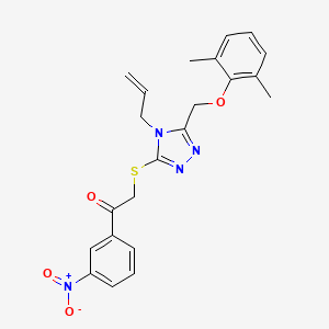 molecular formula C22H22N4O4S B3599559 2-({5-[(2,6-dimethylphenoxy)methyl]-4-(prop-2-en-1-yl)-4H-1,2,4-triazol-3-yl}sulfanyl)-1-(3-nitrophenyl)ethanone 