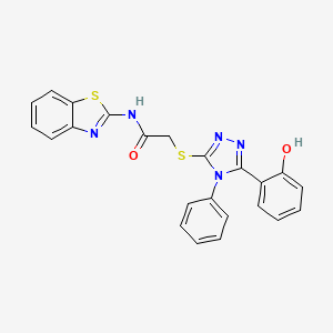 molecular formula C23H17N5O2S2 B3599561 N-(1,3-benzothiazol-2-yl)-2-{[5-(2-hydroxyphenyl)-4-phenyl-4H-1,2,4-triazol-3-yl]sulfanyl}acetamide 