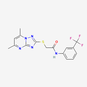 molecular formula C16H14F3N5OS B3599583 2-({5,7-DIMETHYL-[1,2,4]TRIAZOLO[1,5-A]PYRIMIDIN-2-YL}SULFANYL)-N-[3-(TRIFLUOROMETHYL)PHENYL]ACETAMIDE 