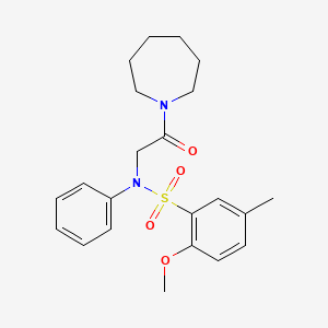 molecular formula C22H28N2O4S B3599596 N-[2-(AZEPAN-1-YL)-2-OXOETHYL]-2-METHOXY-5-METHYL-N-PHENYLBENZENE-1-SULFONAMIDE 