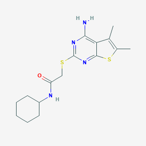 molecular formula C16H22N4OS2 B359966 2-[(4-amino-5,6-dimethylthieno[2,3-d]pyrimidin-2-yl)sulfanyl]-N-cyclohexylacetamide CAS No. 315695-40-0