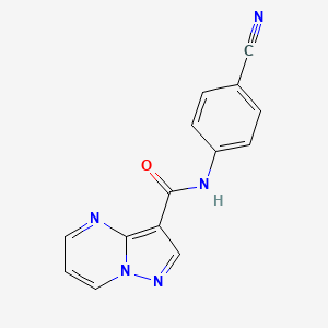 molecular formula C14H9N5O B3599690 N-(4-cyanophenyl)pyrazolo[1,5-a]pyrimidine-3-carboxamide 