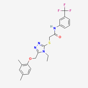 molecular formula C22H23F3N4O2S B3599702 2-({5-[(2,4-dimethylphenoxy)methyl]-4-ethyl-4H-1,2,4-triazol-3-yl}sulfanyl)-N-[3-(trifluoromethyl)phenyl]acetamide 