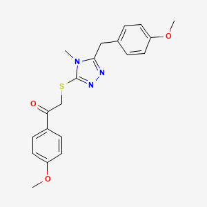 molecular formula C20H21N3O3S B3599759 2-{[5-(4-methoxybenzyl)-4-methyl-4H-1,2,4-triazol-3-yl]sulfanyl}-1-(4-methoxyphenyl)ethanone 