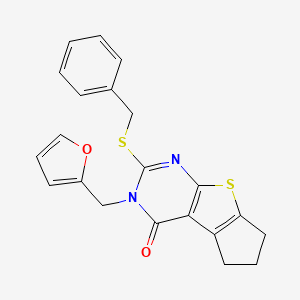 2-(benzylthio)-3-(2-furylmethyl)-3,5,6,7-tetrahydro-4H-cyclopenta[4,5]thieno[2,3-d]pyrimidin-4-one