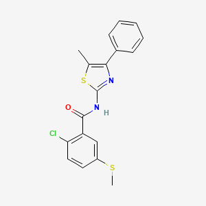 molecular formula C18H15ClN2OS2 B3599835 2-chloro-N-(5-methyl-4-phenyl-1,3-thiazol-2-yl)-5-(methylthio)benzamide CAS No. 695204-65-0