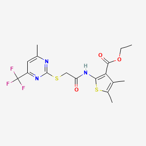 ethyl 4,5-dimethyl-2-[({[4-methyl-6-(trifluoromethyl)-2-pyrimidinyl]thio}acetyl)amino]-3-thiophenecarboxylate