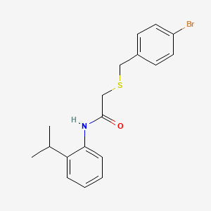 molecular formula C18H20BrNOS B3599853 2-[(4-bromobenzyl)thio]-N-(2-isopropylphenyl)acetamide 