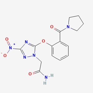 2-{3-nitro-5-[2-(1-pyrrolidinylcarbonyl)phenoxy]-1H-1,2,4-triazol-1-yl}acetamide