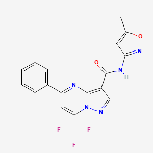 molecular formula C18H12F3N5O2 B3599874 N-(5-methyl-3-isoxazolyl)-5-phenyl-7-(trifluoromethyl)pyrazolo[1,5-a]pyrimidine-3-carboxamide 