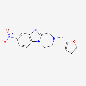 molecular formula C15H14N4O3 B3599913 2-(2-FURYLMETHYL)-8-NITRO-1,2,3,4-TETRAHYDROPYRAZINO[1,2-A][1,3]BENZIMIDAZOLE 