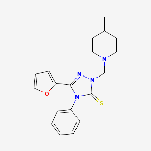 3-(FURAN-2-YL)-1-[(4-METHYLPIPERIDIN-1-YL)METHYL]-4-PHENYL-4,5-DIHYDRO-1H-1,2,4-TRIAZOLE-5-THIONE